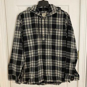L.L.Bean Scotch Plaid Flannel Pullover Hoodie Slightly Fitted XL Reg